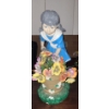 Image 1 : Painted Resin Statue of Girl with Flowers 18 T, 12 W, 7 L