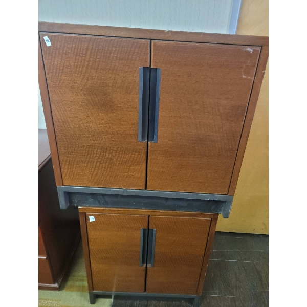 Wood Storage Cabinets with Metal Handles, two sizes