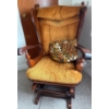 Image 2 : Antique Oak Wingback Nursing Glider / Rocking Chair w/ Autumn Upholstery 32T