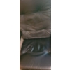 Image 3 : Black Leather Chair 29 W, 23 D, 38 T and Footstool 20 W, 16 D, 14 T 