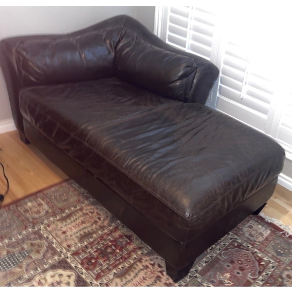 Genuine Leather Chaise Lounger Sofa 75x28x24