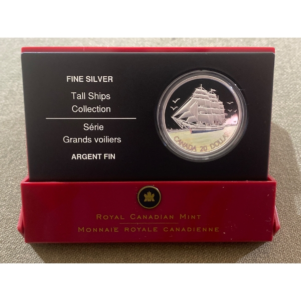 2005 Canadian $20 Fine Silver Coin From Royal Canadian Mint Tall Ships Series