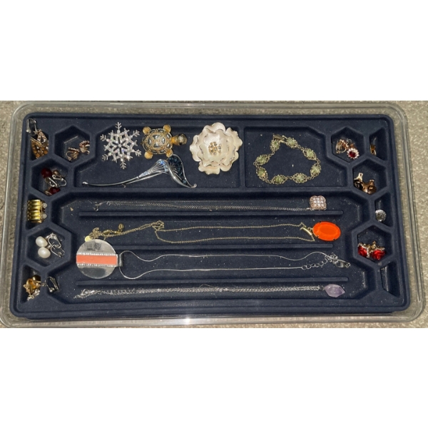Tray Of Beautiful Vintage Jewelry Necklaces, Bracelets, Earrings & More