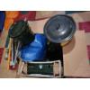 Image 1 : Camping Bundle Including: Coleman 425 Dual Burner Stove, Pots, Folding Lawn Chair, Tarp