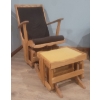 Image 3 : Wooden Rocking Chair w/ Ottoman & Knitted Throw  &  Hand Made Shadow Box Framed Floral Art Piece