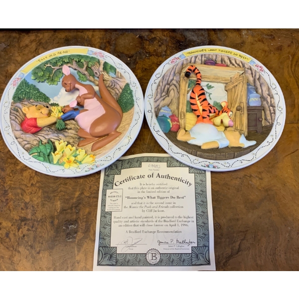 Bradford Exchange - 2 Collectable Winnie The Pooh 3D Plates