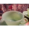 Image 3 :  Fire King mint green tea cup, and saucer, set 4 in total