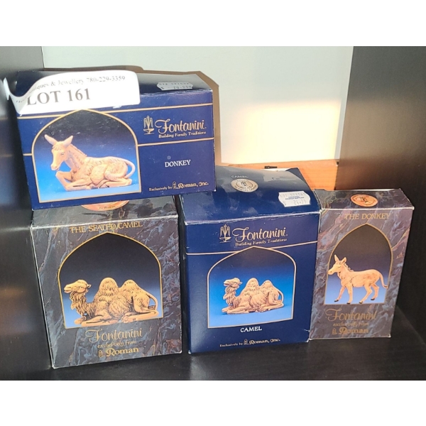Fontanini Nativity Decor: Pair of Seated Camels & Donkeys