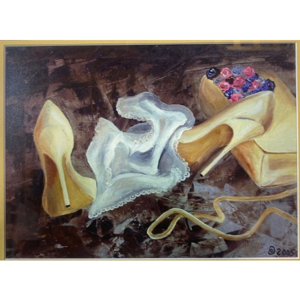Expressive Framed Print Titled "Shoes" Created in 2005
