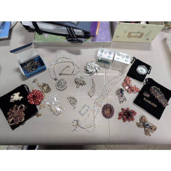 Costume Jewelry Including Brooches, Necklaces, and Bracelets