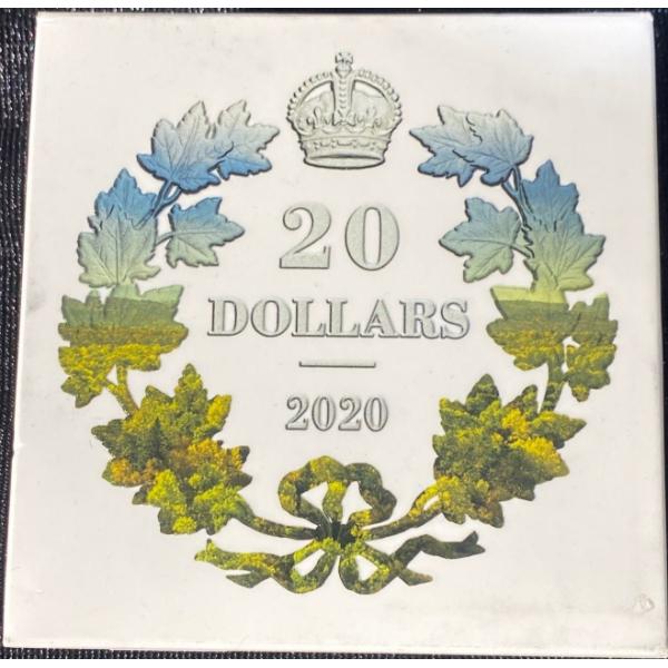 2020 Masters Club Iconic Maple Leaves $20 Scallop Pure Silver Gold-Plated Coin