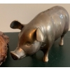 Image 2 : Brass Piggy Bank 11L w/ Hand Carved Forest Dweller