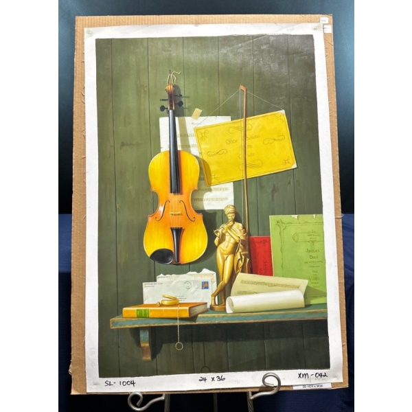 Untitled Violin and Statue 24Wx36H