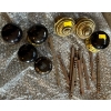 Image 1 : Set of Black Door Knobs with Brass Inserts Plus Outdoor Metal Knobs 