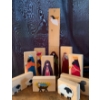Image 1 : 4x4 Wooden Block Nativity Scene 11 Pcs 