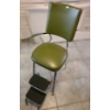 Image 1 : Vintage Green Vinyl Chair/ Step Stool 14 W, 16 D, 38.5 T w/ Step Closed