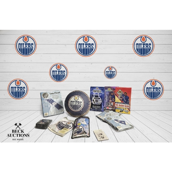 Collection Of Various Edmonton Oilers Memorabilia And Collectibles. The Items Include An Oilers-Bran