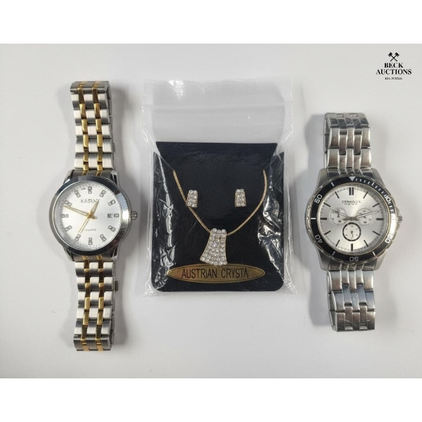 Caravelle New York Men's Watch , Kasiny Watch , Jewelry Set Austrian Crystal Set 