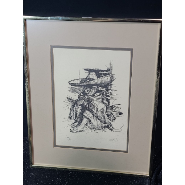 Untitled: Boy, Artist: Mottola, Offset Lithograph Framed Under Glass 13.5 X 16.5 