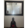Image 1 : Decorative Buddah Statue w/ Framed Wall Mirror 26x22 & Patterned Rattan Table Runner 