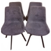 Image 1 : Four Grey Fabric Dining Chairs with Metal Legs