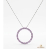 Image 4 : 10k Lab-Created Diamond And Pink Sapphire Eternity Pendant Necklace With Matching Earing 2.90G 