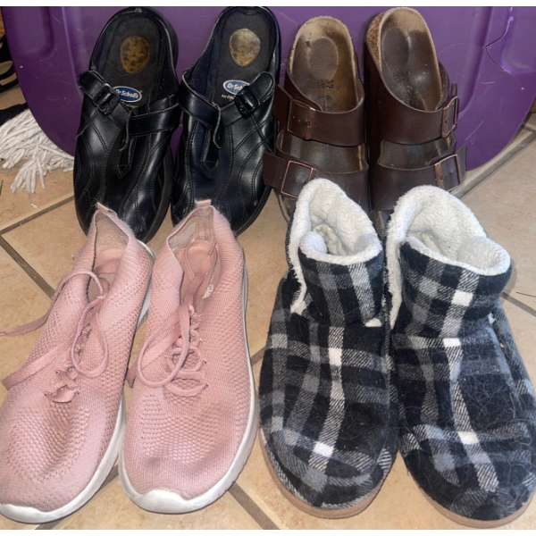 Birkenstocks, Dr Scholls, Slippers, & Pink Runners  All Are Size Woman's 7