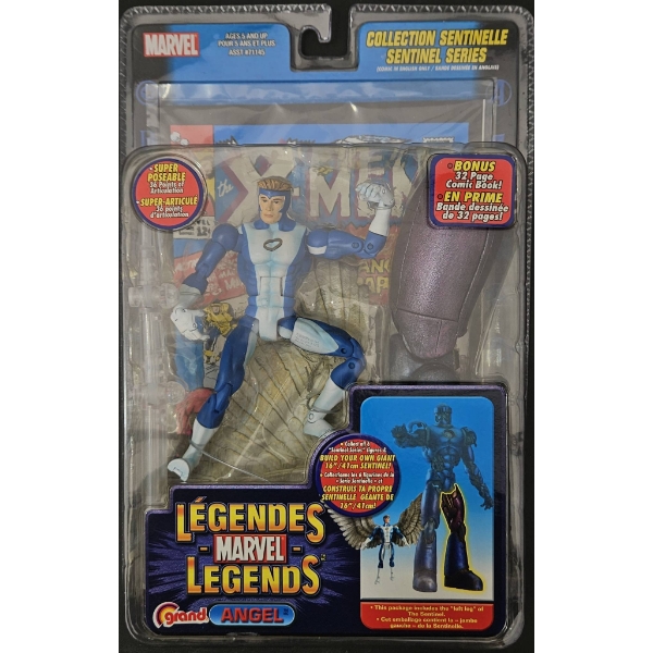 Marvel Legends Angel Sentinel Series Action Figure 2005 with Comic and Display Stand