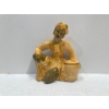 Image 1 : Chalk Woman Kneeling by Basket in Gold Costume 7.5H