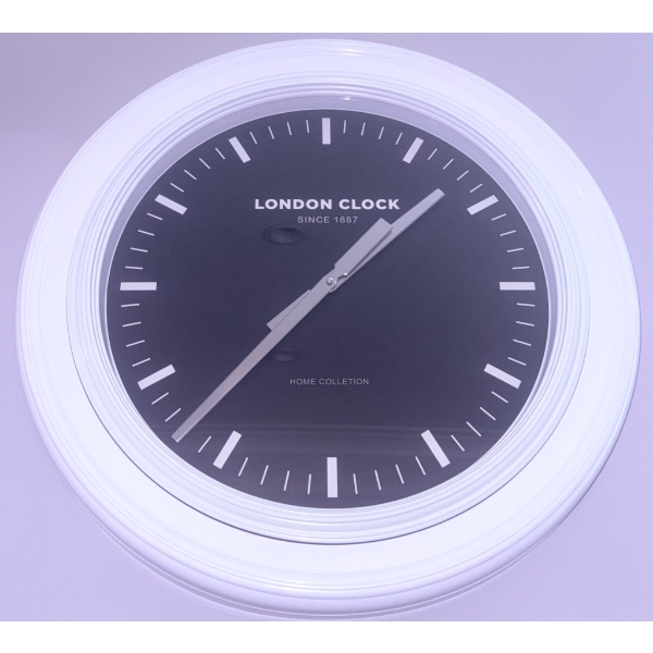 London Clock Company Wall Clock With Black Face and White Frame