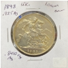 Image 1 : 1893 British 1 Crown Silver Coin 92.5% Silver 28.28 Grams
