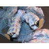 Image 8 : 1916 German Porcelain Doll in Blue Satin Dress with Hat