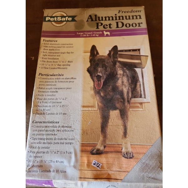 Pet Safe Aluminum Dog Door, Recommended For Large Size Dogs, Uninstalled