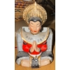Image 2 : Vintage Golden Leaves L'Amour Japanese Hand Painted Woman Figurine 5T w/ Metal Bowl w/ Lid 