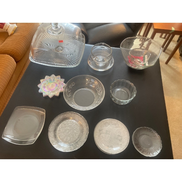 Miscellaneous Glass, Cake Stand, Serving Bowls, VariousdDishes and Bowls