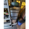 Plastic Bins, Garden hose, planters, garden stakes and more