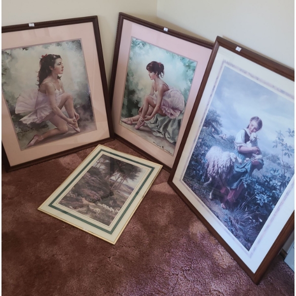 Prints: Ballet Dancers: Two 23.5 X 28, 16 X 20, Girl w/ Sheep 24 X 30