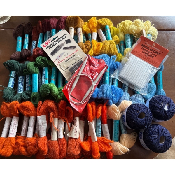 Anchor & Patons Beehive Tapestry Wool w/ Assorted Needlecraft Supplies 