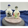 Image 1 : Hand Painted Fishing Scene and Birds Snuff Bottles with Spoons 3.25H & 3H