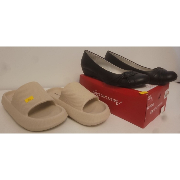 Two Like New Pairs Of Woman's Footwear  Flip Flops & Solid Shoe w/box  American Eagle & More