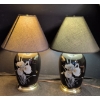Image 1 : A Pair Of Black Floral Print Lamps