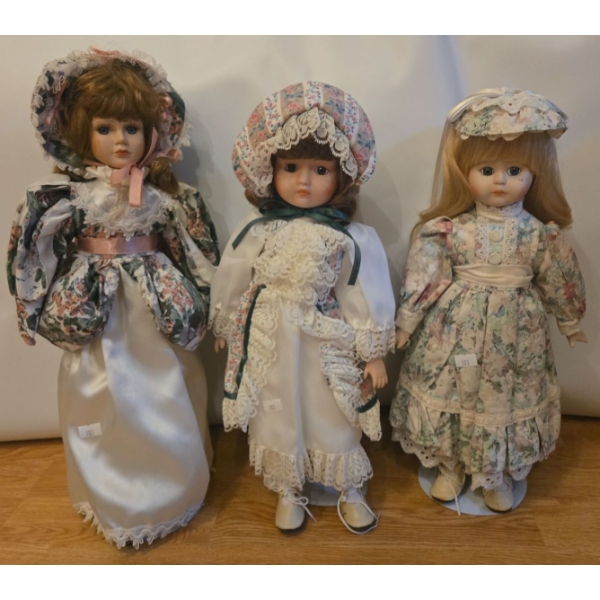 Porcelain Dolls: Floral Innocence. Tallest is 18T