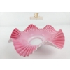 Image 1 :  Pink Ruffled "Bride's Basket" Victorian-Era Art Glass 