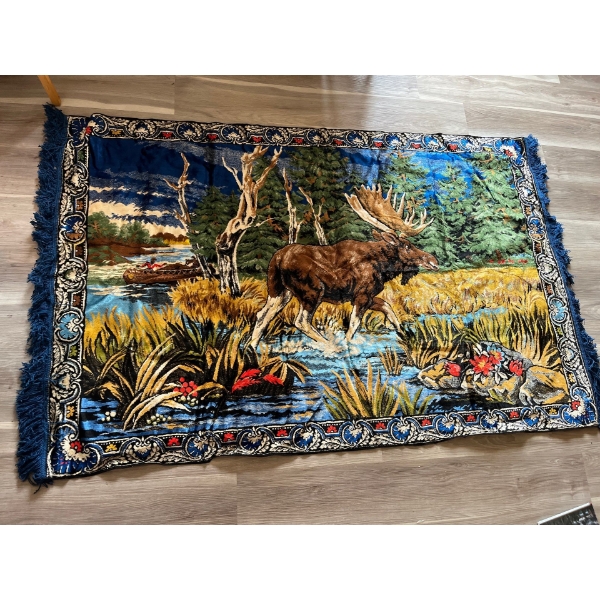 Moose Scene tapestry L 76” H 48”