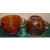 Image 4 : Imperial Grape Decanter & Marigold Carnival Glass Grape Punch Cups(Northwood Co)