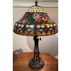 Image 1 : Stunning Vintage Tiffany Style Table Lamp 29T Stained Glass 2 Pull Chords Metal Structure 