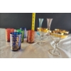Image 2 : Vintage Collection of Drinkware/Glassware In Striking Colors and Gold Leaf Accents