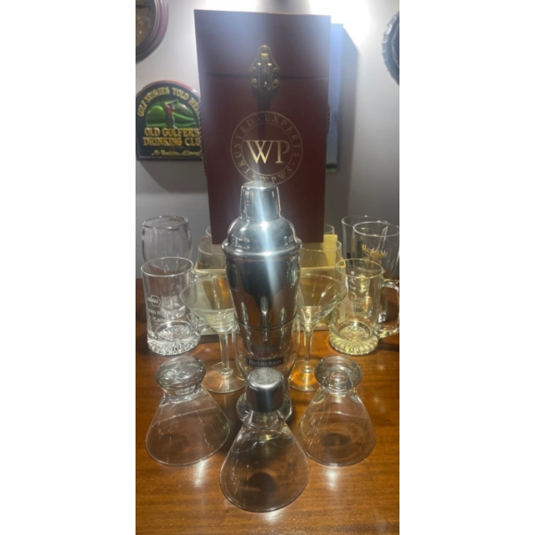 Collectible Barware Martini, Rocks, & Mugs w/ Shaker