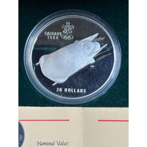CANADA 1988 CALGARY OLYMPICS Bobsled  Old Proof Silver $20 Coin 34.107g 

.925 fine silver 

36-2011