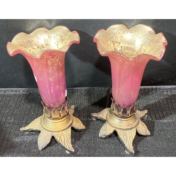 2 Vintage Rose Pink Lamps